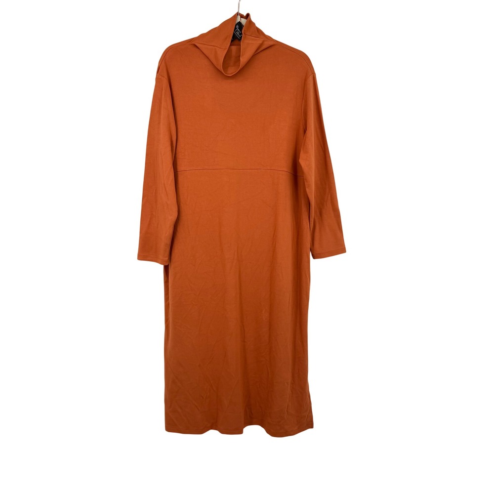 Women with Control Mock Neck Midi Dress Women XLP Orange Shaping Slimming NEW